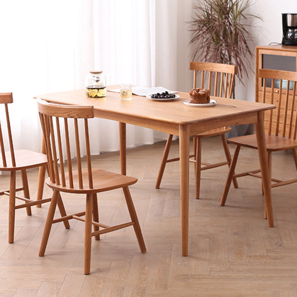 Contemporary Dining Table Cherry Solid Wood Table with 4 Legs for Kitchen Dinner Dining Room