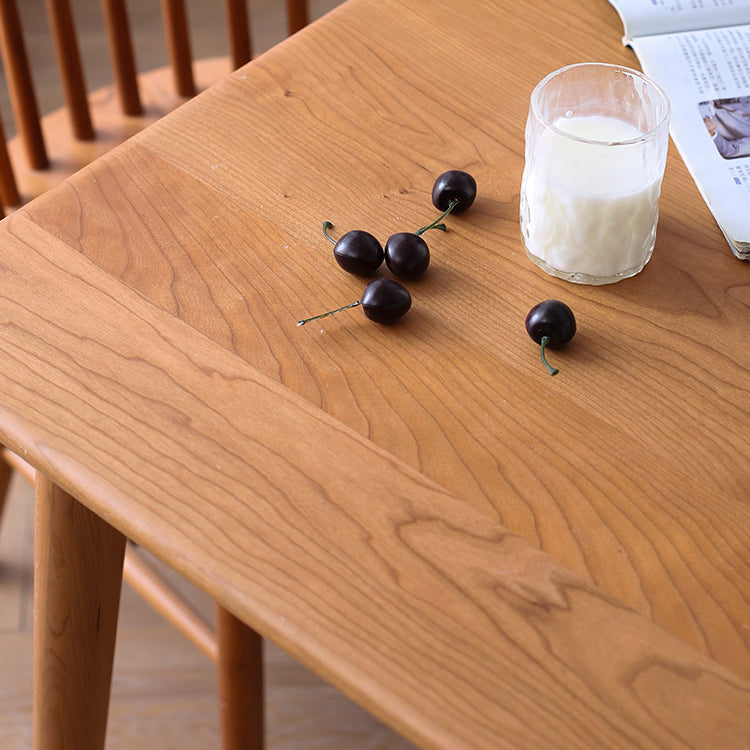 Contemporary Dining Table Cherry Solid Wood Table with 4 Legs for Kitchen Dinner Dining Room