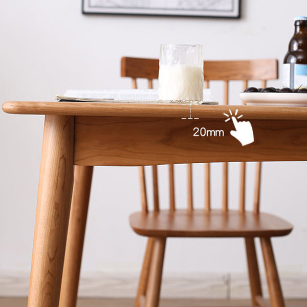 Contemporary Dining Table Cherry Solid Wood Table with 4 Legs for Kitchen Dinner Dining Room