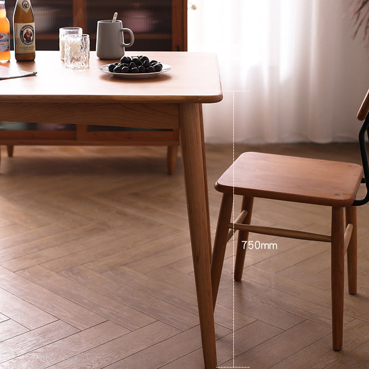 Contemporary Dining Table Cherry Solid Wood Table with 4 Legs for Kitchen Dinner Dining Room