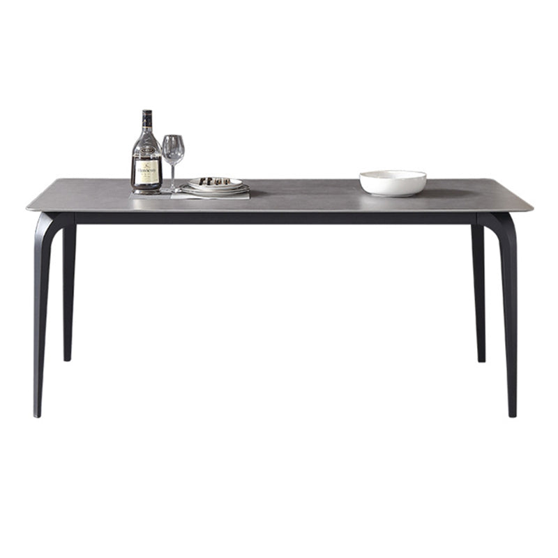 Contemporary Rectangle Dining Table Sintered Stone Dining Table with 4 Black Legs