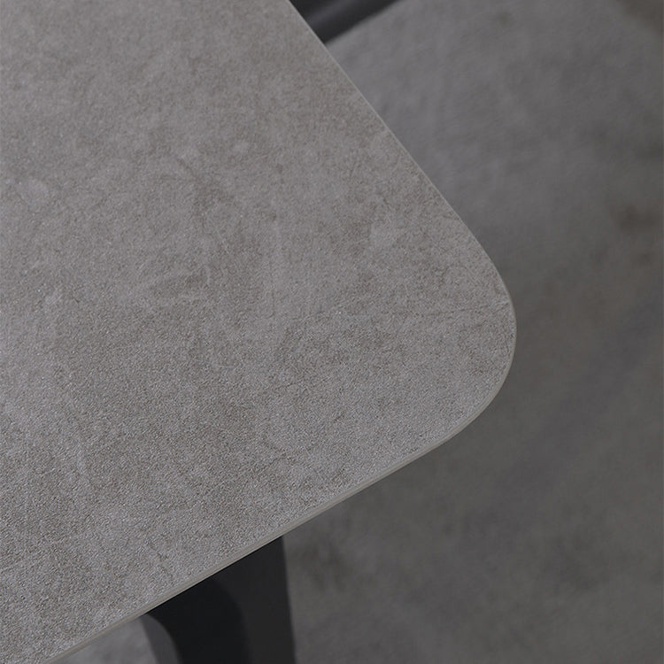 Contemporary Rectangle Dining Table Sintered Stone Dining Table with 4 Black Legs