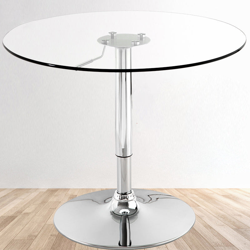 Contemporary Round Dining Table Tempered Glass Table with Stainless Steel Tulip Base