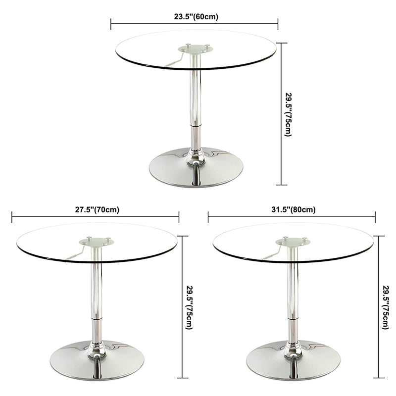 Contemporary Round Dining Table Tempered Glass Table with Stainless Steel Tulip Base