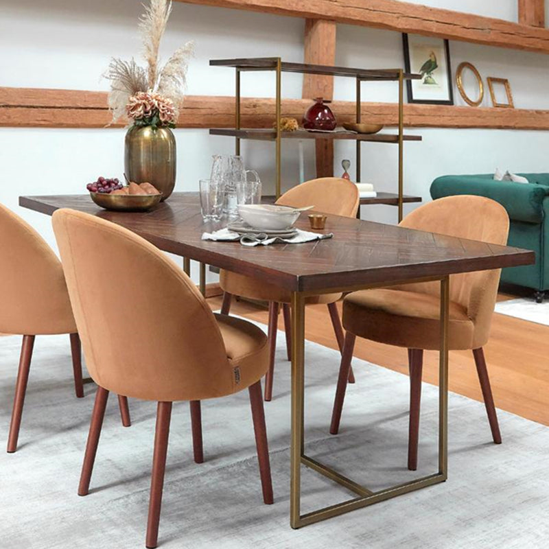 Contemporary Solid Wood Standard Dining Table Rectangle Kitchen Dining Table with Double Pedestal