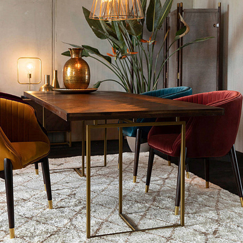 Contemporary Solid Wood Standard Dining Table Rectangle Kitchen Dining Table with Double Pedestal