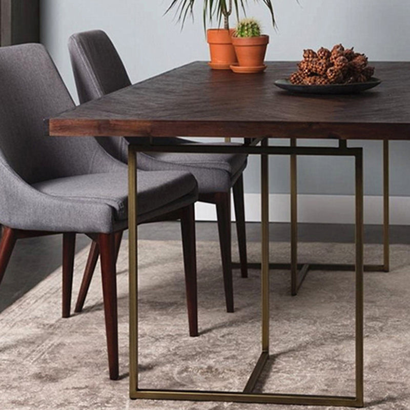 Contemporary Solid Wood Standard Dining Table Rectangle Kitchen Dining Table with Double Pedestal