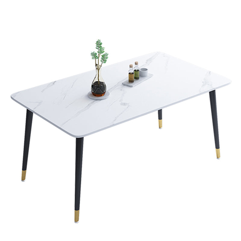 Mesa de comedor rectangular contemporánea de metal mesa de comedor de piedra sinterizada con 4 patas