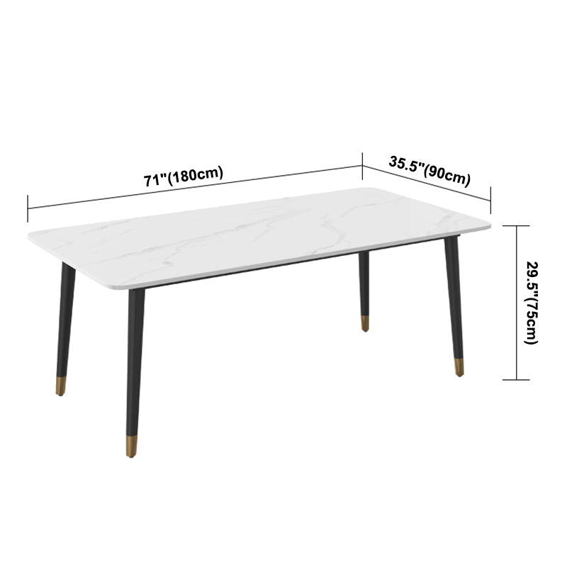 Mesa de comedor rectangular contemporánea de metal mesa de comedor de piedra sinterizada con 4 patas