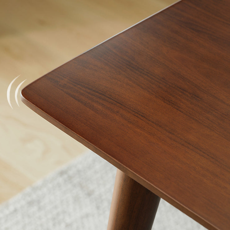 Rectangle Modern Style Dining Table Brown Tone Fixed Table with Solid Wood