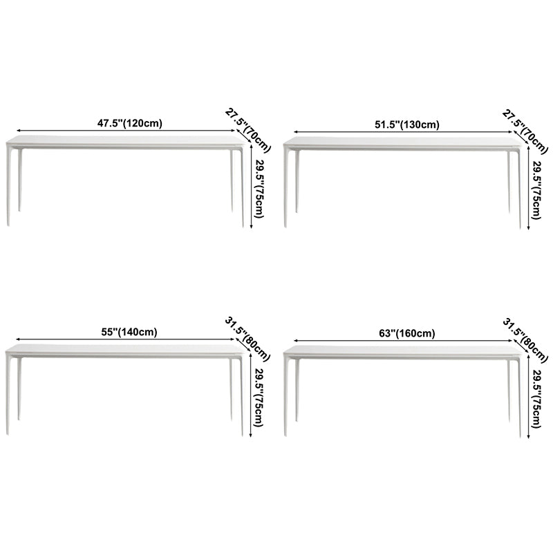 Modern White Kitchen Dining Table Sintered Stone Rectangle Dining Table with 4 Legs Base