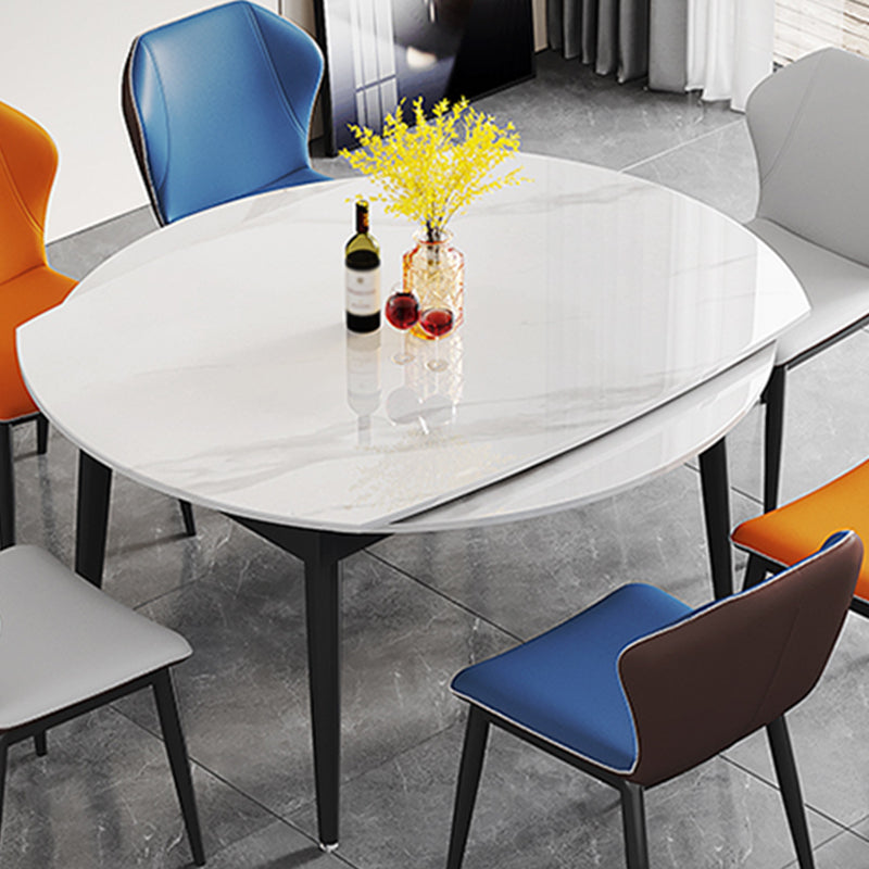 Modern Style Sintered Stone Dining Table Rectangle Table with Black Legs for Home