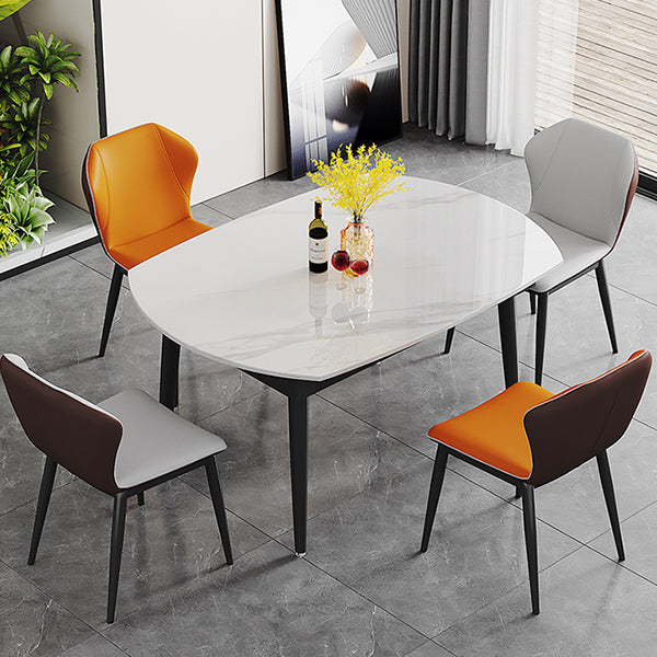 Modern Style Sintered Stone Dining Table Rectangle Table with Black Legs for Home