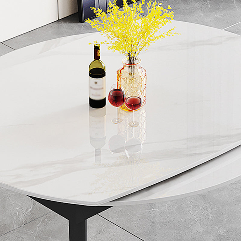 Modern Style Sintered Stone Dining Table Rectangle Table with Black Legs for Home