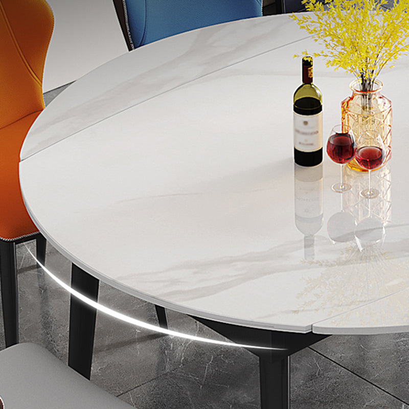 Modern Style Sintered Stone Dining Table Rectangle Table with Black Legs for Home