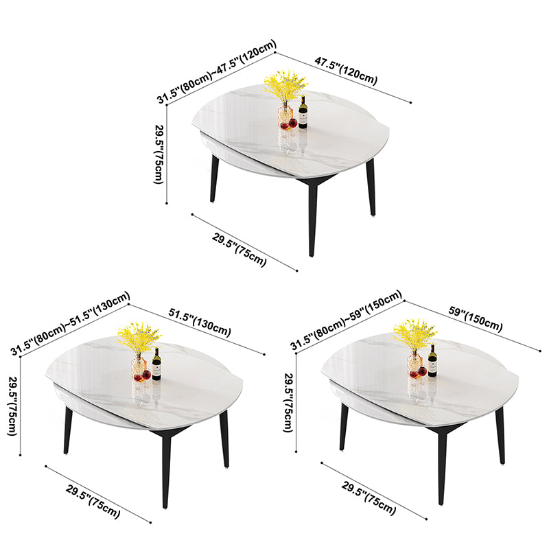 Modern Style Sintered Stone Dining Table Rectangle Table with Black Legs for Home