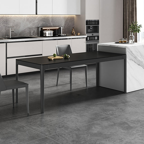 Modern Style Sintered Stone Dining Room Dinner Kitchen Table Black Rectangle Table