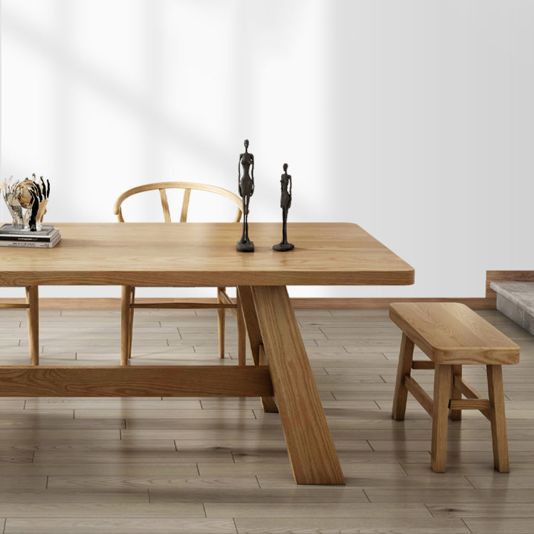 Mesa de comedor de caballete rectángulo colección de comedor de madera maciza para interiores