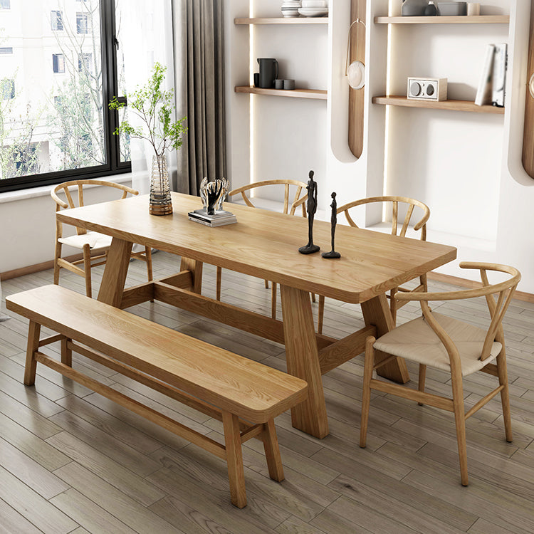 Mesa de comedor de caballete rectángulo colección de comedor de madera maciza para interiores
