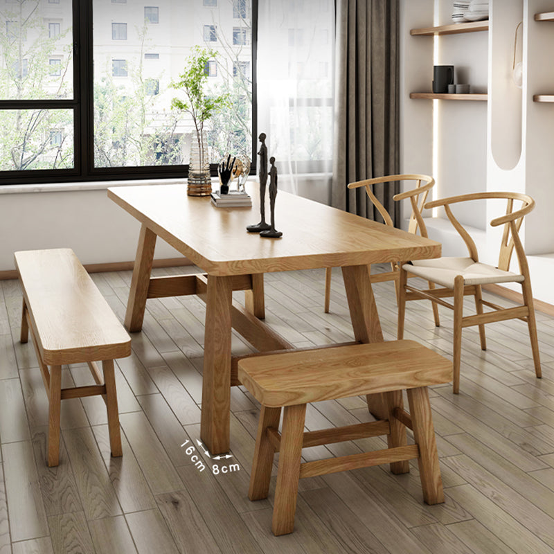 Mesa de comedor de caballete rectángulo colección de comedor de madera maciza para interiores