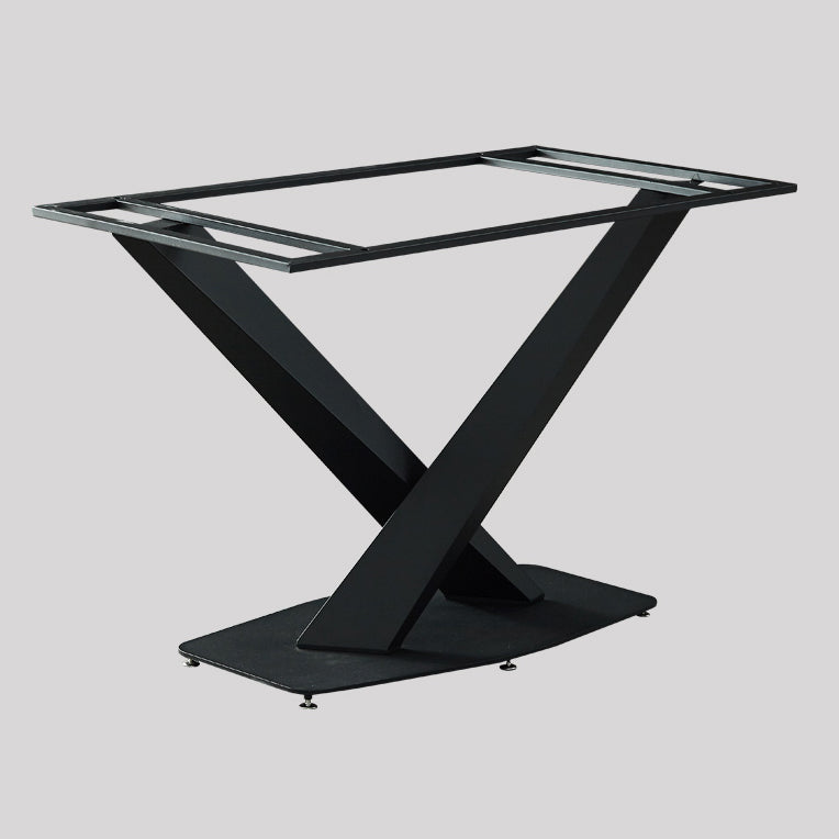 Mesa de comedor rectangular moderno de metal mesa de comedor de piedra sinterizada con base de pedestal