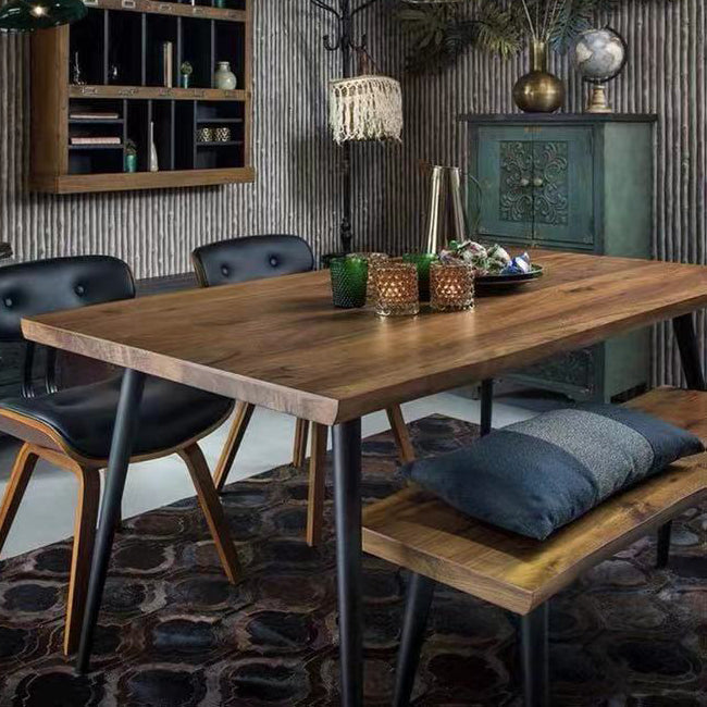 Modern Solid Wood Kitchen Dining Table Standard Rectangle Dining Table with 4 Legs Base