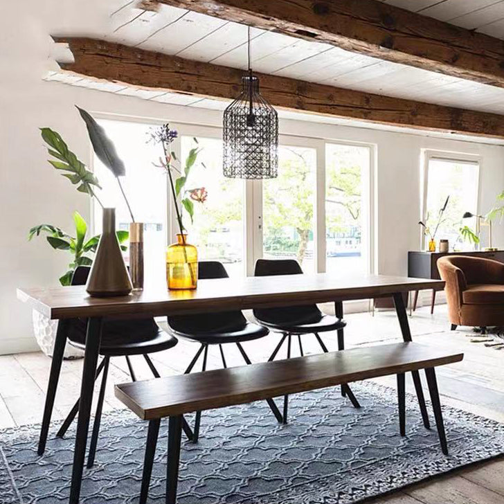 Modern Solid Wood Kitchen Dining Table Standard Rectangle Dining Table with 4 Legs Base
