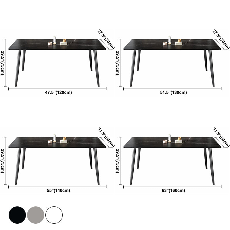 Contemporary Rectangle Dining Table Sintered Stone Table with 4 Legs for Home Kitchen Dinner