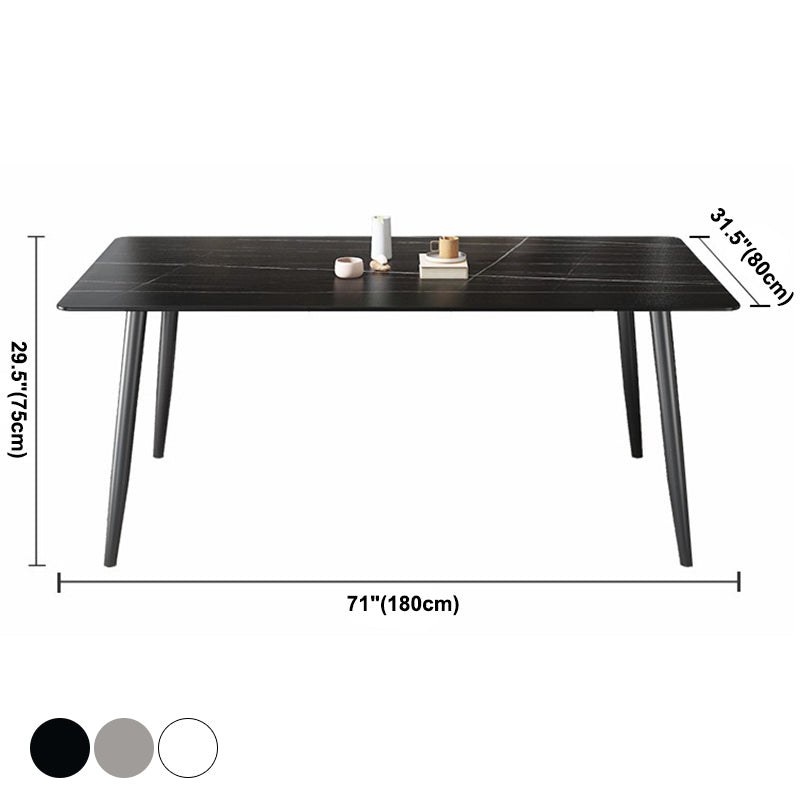 Contemporary Rectangle Dining Table Sintered Stone Table with 4 Legs for Home Kitchen Dinner