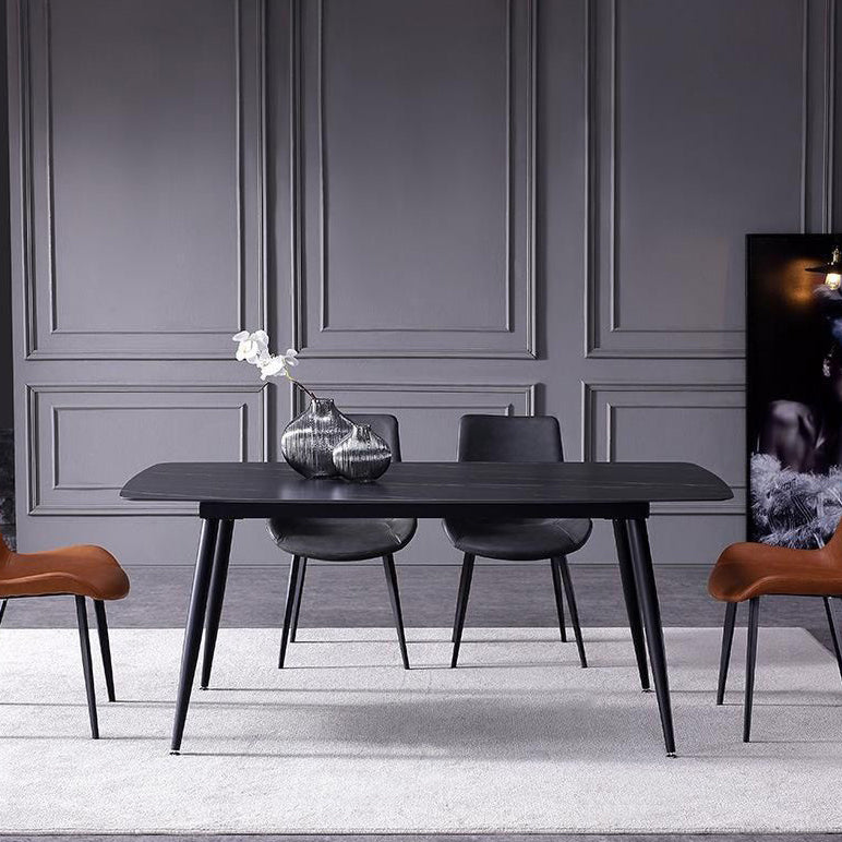 Contemporary Rectangle Dining Table Sintered Stone Table with 4 Legs for Home Kitchen Dinner
