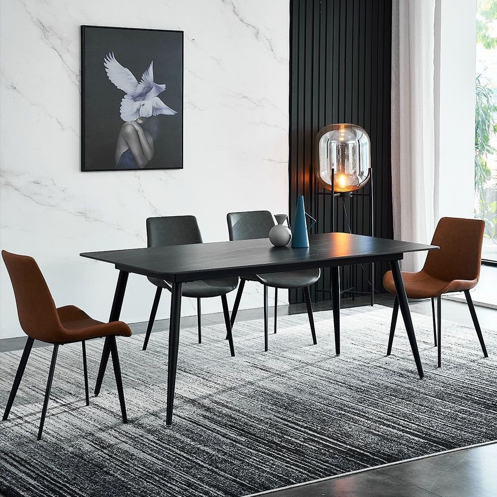 Contemporary Rectangle Dining Table Sintered Stone Table with 4 Legs for Home Kitchen Dinner