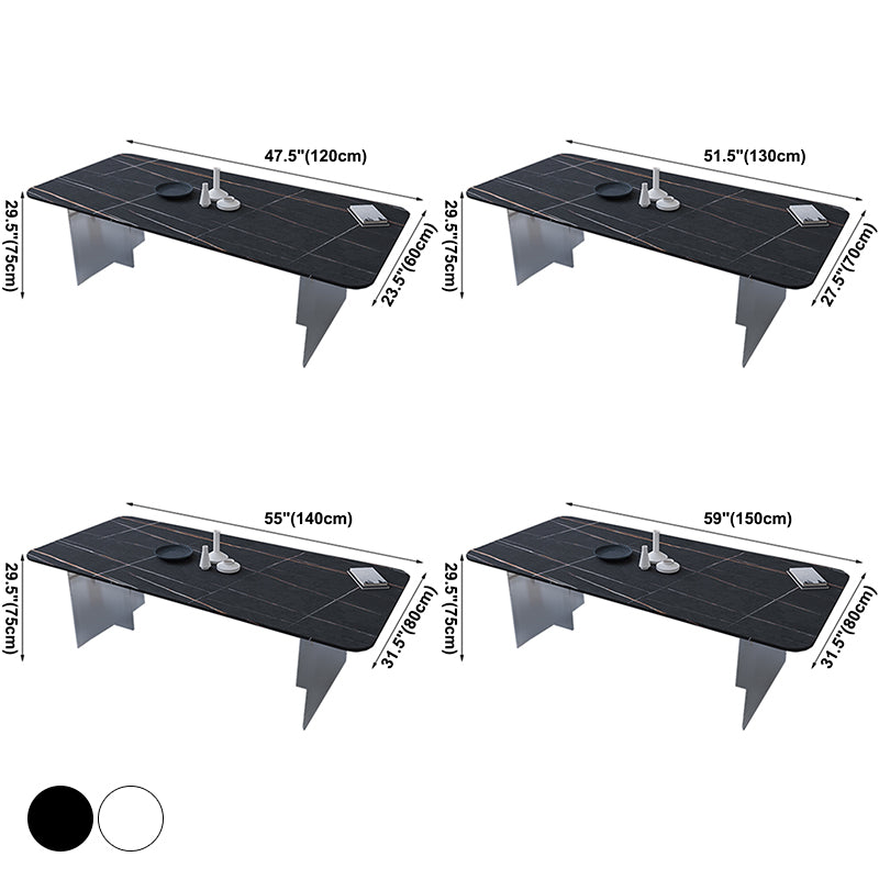 Mesa de comedor rectangular moderna Mesa de comedor de piedra sinterizada con pedestal acrílico transparente