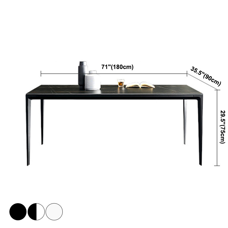 Modern Rectangle Dining Table Sintered Stone Dining Table with 4 Metal Legs