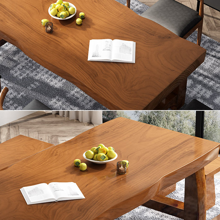 Minimalist Solid Wood Brown Dining Table Kitchen Rectangle Dining Table for Kitchen