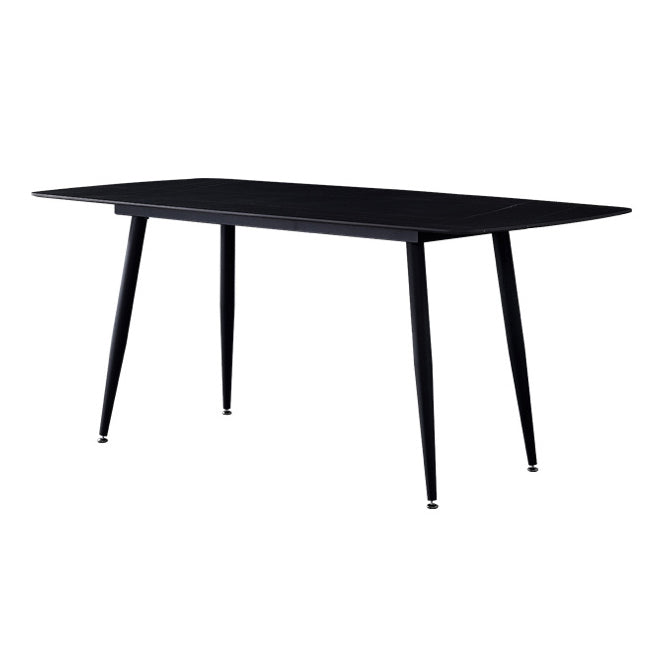 Modern Rectangle Dining Table Sintered Stone Dining Table with 4 Black Legs for Home Kitchen Dinner