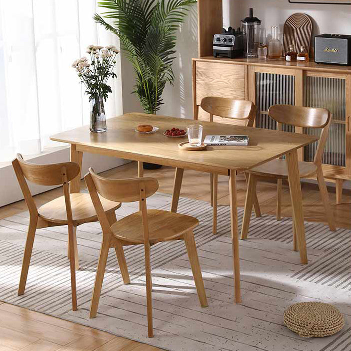 Mesa de comedor rectangular colección de comedor de madera maciza con 4 pies