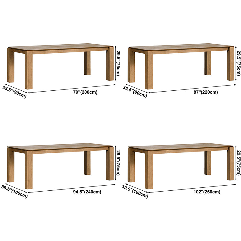 Rectangle Pine Solid Wood Table Modern Dining Table with 4 Legs for Restaurant Living Room
