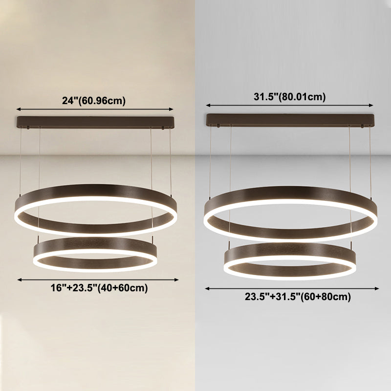 2-laag kroonluchter licht minimalistische stijl cirkelvormige metalen hanglamp voor slaapkamer