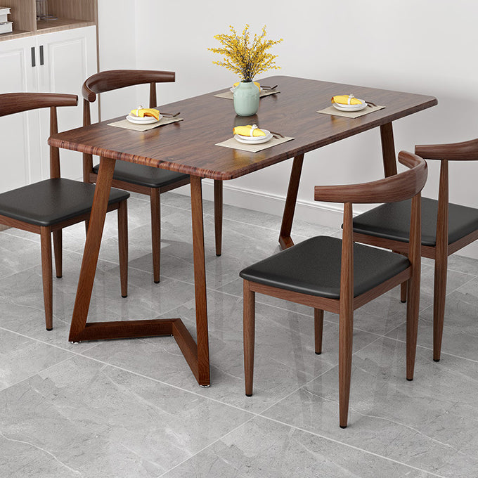 Simple Home Wood Dining Table Rectangle Shape Dining Table with Wood Pedestal Base