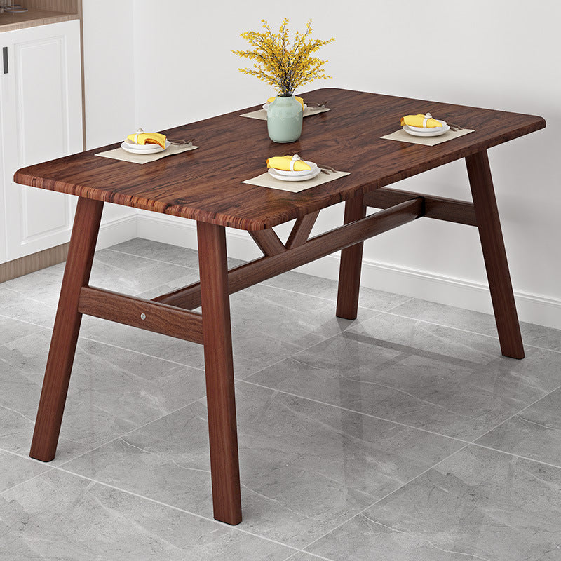 Simple Home Wood Dining Table Rectangle Shape Dining Table with Wood Pedestal Base