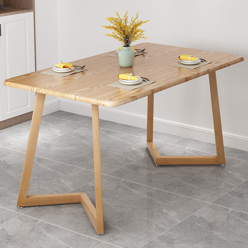 Simple Home Wood Dining Table Rectangle Shape Dining Table with Wood Pedestal Base