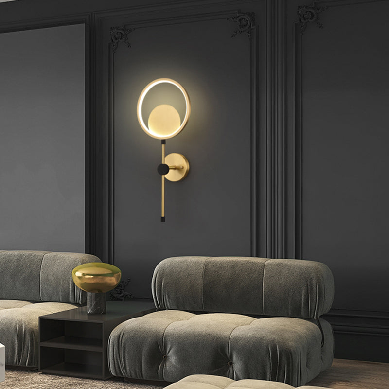 Rame moderno nordico rame a parete a parete a parete rotonda applique a parete per camera da letto