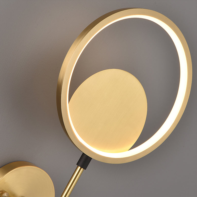 Rame moderno nordico rame a parete a parete a parete rotonda applique a parete per camera da letto