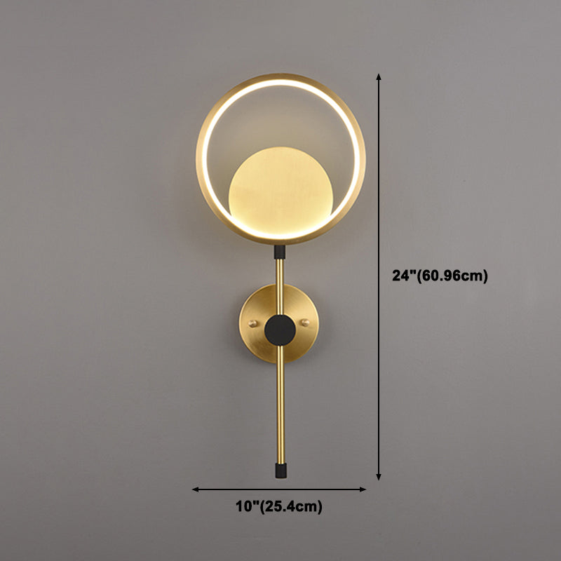 Rame moderno nordico rame a parete a parete a parete rotonda applique a parete per camera da letto