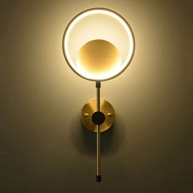 Rame moderno nordico rame a parete a parete a parete rotonda applique a parete per camera da letto