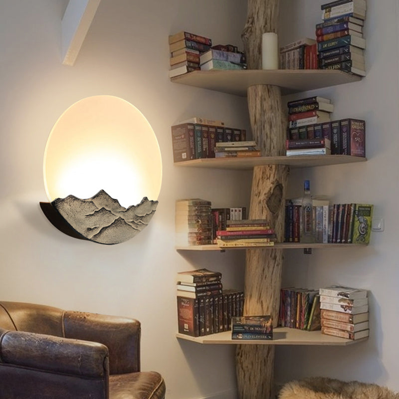 Circle Modern Wall Light Acrylic Grey 1-Light Wall Mount Light for Bedroom