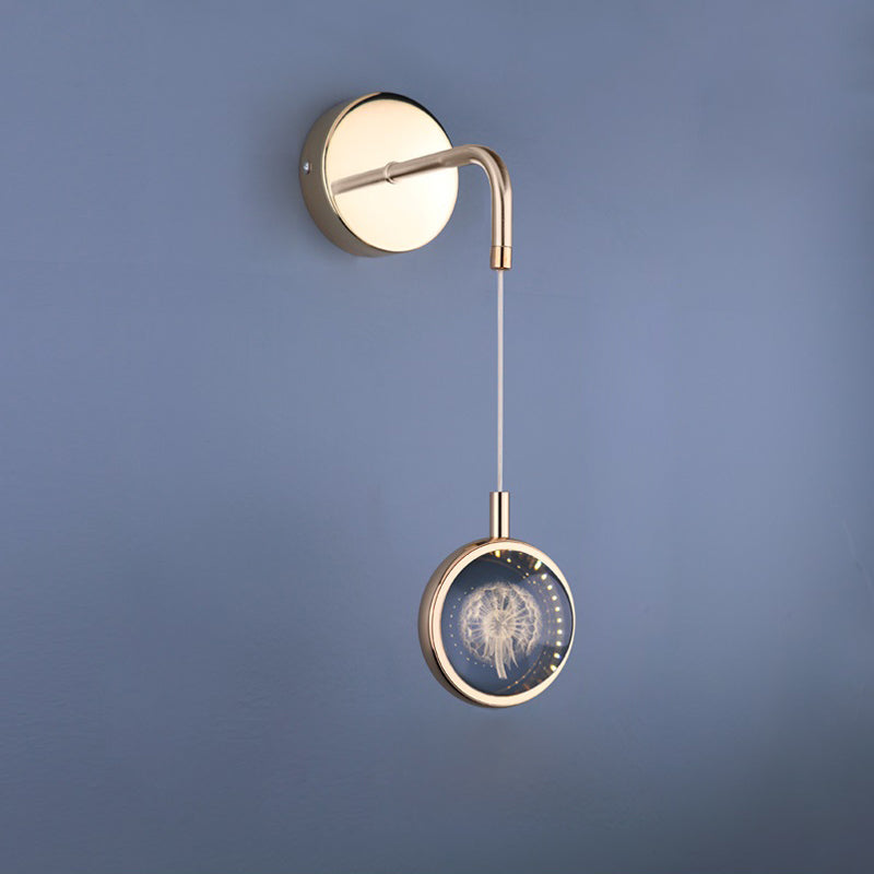 Lampada da parete in cristallo a 1 luce del cerchio moderno a parete per soggiorno per soggiorno