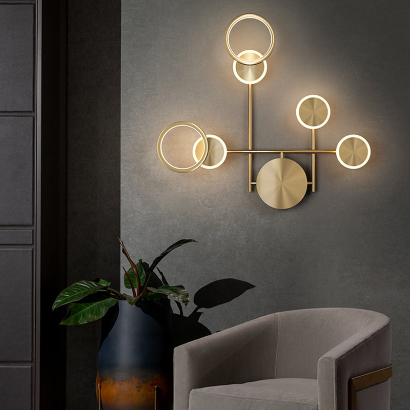 1-Light Modern Nordic Wall Lights Copper Wall Mounted Lamps for Bedroom