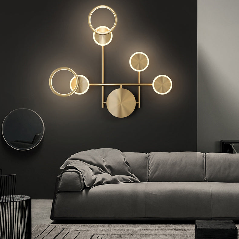 1-Light Modern Nordic Wall Lights Copper Wall Mounted Lamps for Bedroom