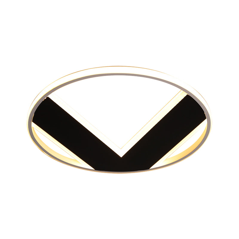 Plafonnier moderne en forme de V, 16/19.5/25.5 pouces, en acrylique noir, luminaire créatif pour chambre à coucher, blanc chaud/blanc